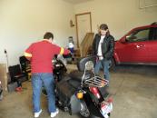 Dad and I playing with our new presents